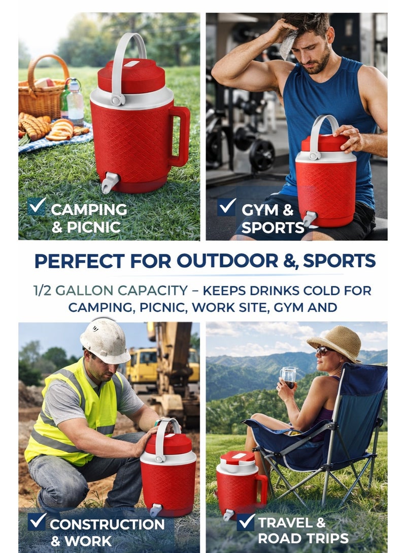 Cosmoplast جهاز تبريد المشروبات المعزول - موزع مياه سعة 1/2 جالون، خالي من BPA، غطاء مانع للتسرب، يحافظ على برودة المشروبات في الهواء الطلق، التخييم، الرياضة - Image 3